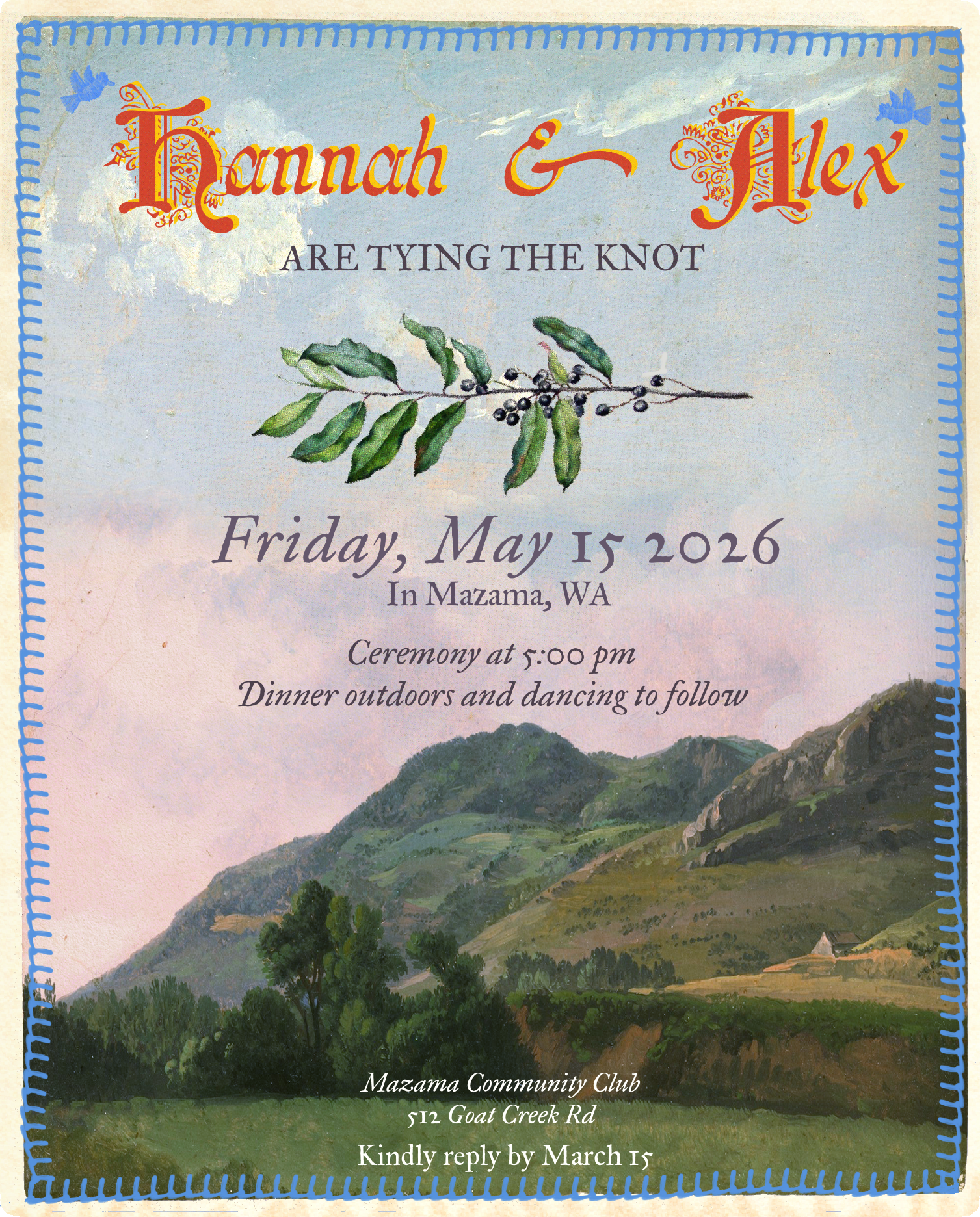 Hannah & Alex are tying the knot – May 16, 2026 in Winthrop, WA